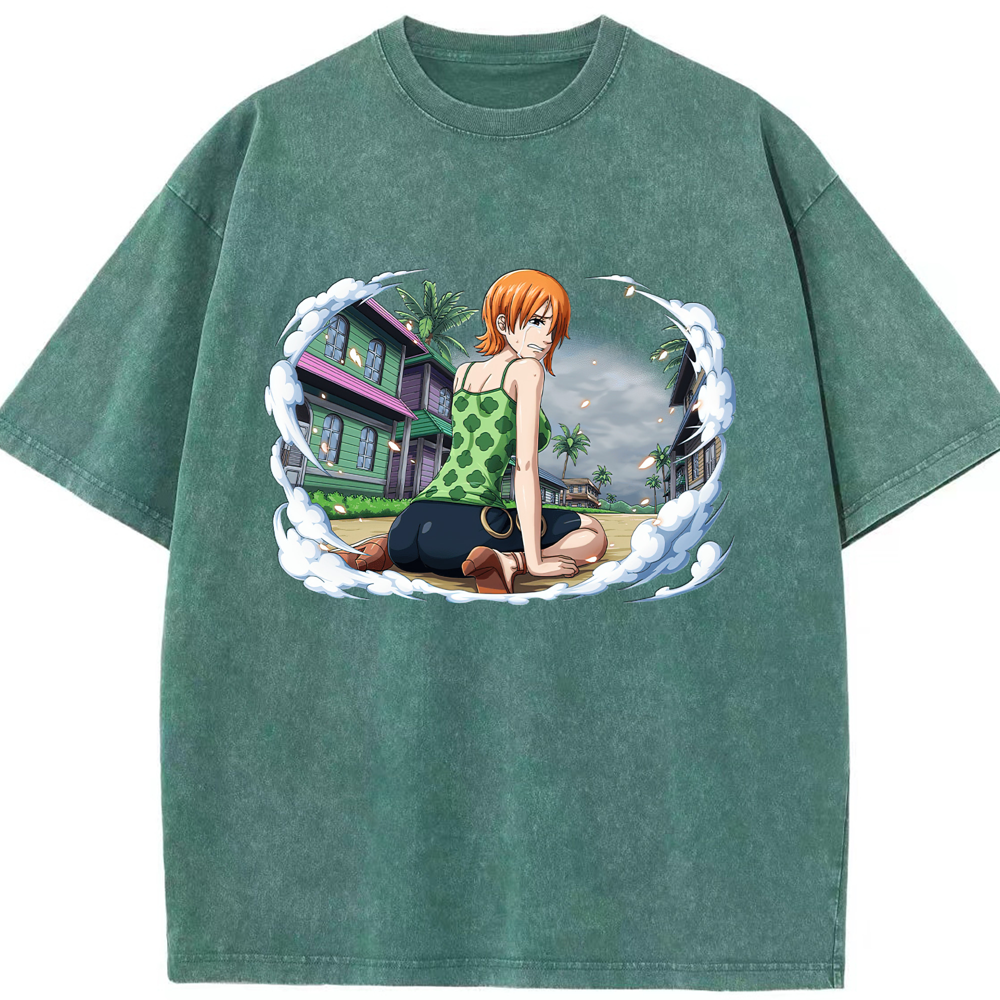 （画像用） ワンピース ナミ ONE PIECE Nami 綿100% ヴィンテージ風 半袖Tシャツ（フロントプリント）